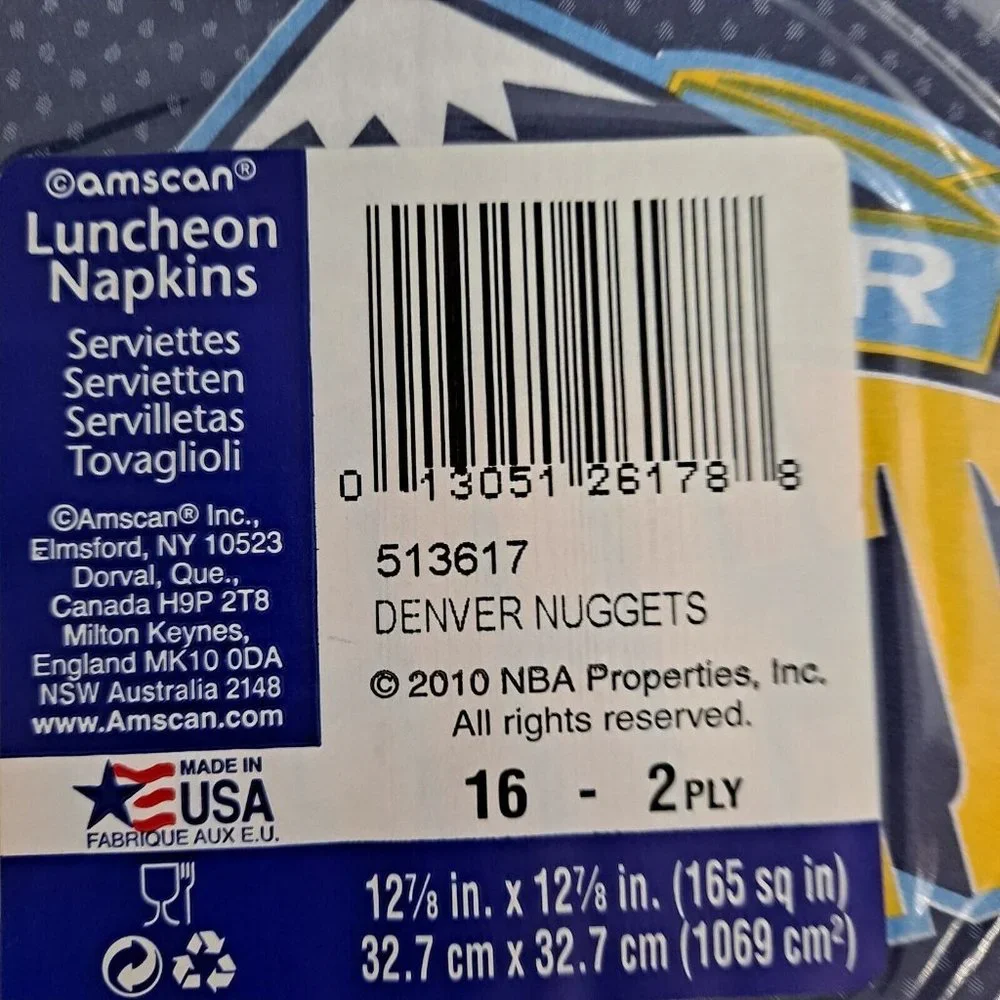 NBA Denver Nuggets Party Napkins Sports Fan 16 Count